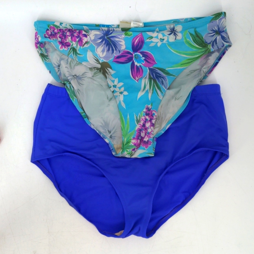 Islander Lot of 2 Swim Floral Blue Tropic Bikini Bottoms 18 Summer Vacation